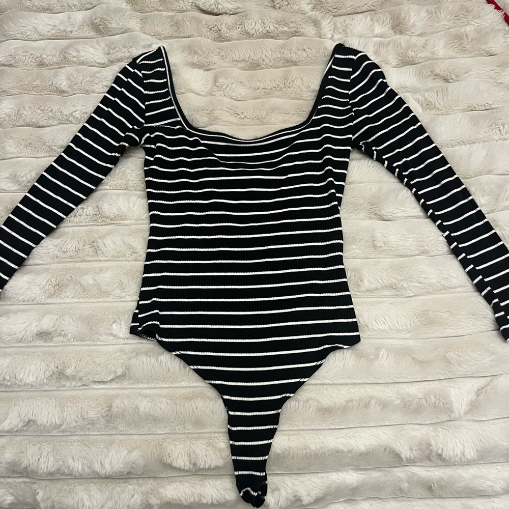 Cherish Black and White Striped Bodysuit